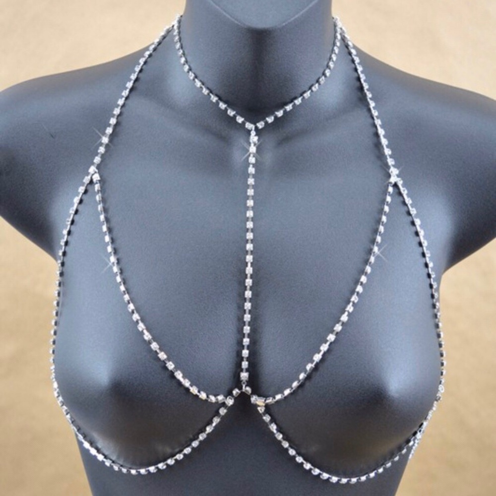 Silver Rhinestone Bra